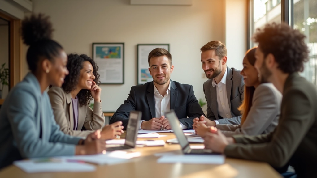 Diverse team werkt samen in een modern kantooromgeving