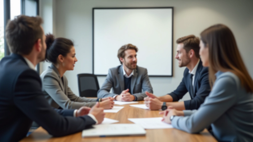 Diverse groep collega's in brainstormmeeting, open communicatie, whiteboard met notities