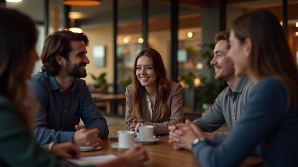 Expat werknemers van verschillende culturen in gezellige kantooromgeving