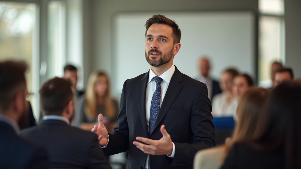 Trainer geeft leiding aan interactieve workshop met diverse groep deelnemers die samenwerken